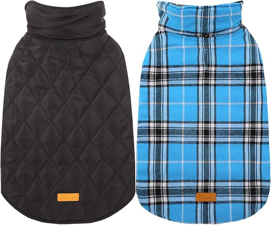 Kuoser Warm Dog Coat, Waterproof Dog Jacket for Extra Large Dogs, Adjustable Durable XL Doggie Winter Coat Reversible Cozy Puppy Cold Weather Apparel from Small to Large Breed, Blue XL