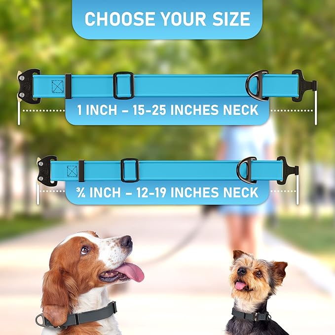 Biothane Dog Collar with Cobra Buckle - Made in USA - QR Code Dog Tag ID Included - Adjustable Heavy Duty Dog Collars for Medium Large Dogs - Waterproof Military Grade Tactical Collar for Dogs