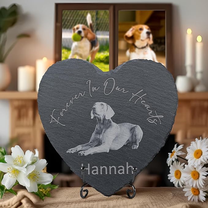 Pet Memorial Stone, Dog Memorial Stone, Dog Memorial Gifts for Loss of Dog, Pet Memorial Gifts, Loss of Pet Sympathy Gift, in Loving Memory Pet - Beloved Forever in Our Hearts - Heart Shaped