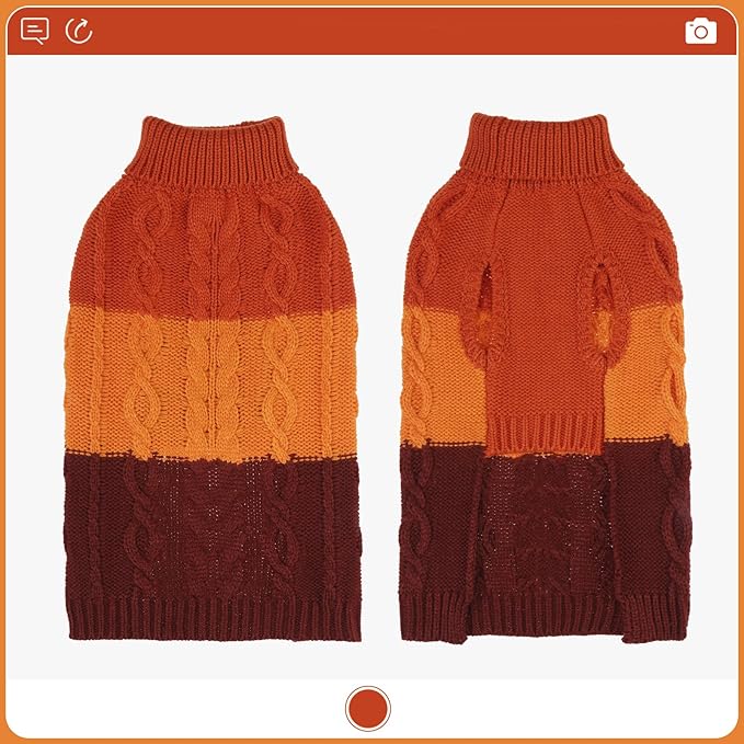 EXPAWLORER Dog Sweater - Large Dogs Fall Sweaters for Girls Boys,Classic Turtleneck Knitwear Dog Clothes for Cold Weather, Cable Knit Dogs Outfit,Coat,Pet Apparel (Orange,L)