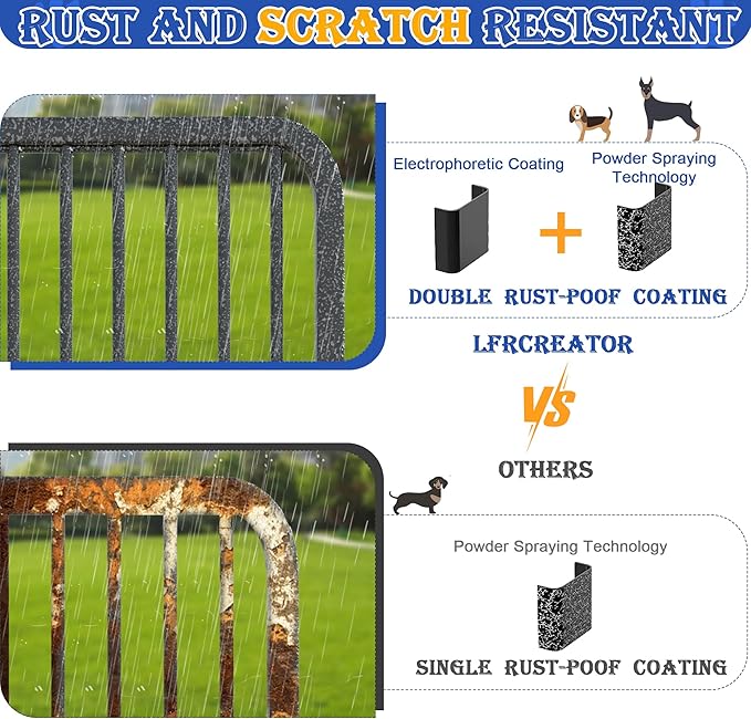 Dog Playpen Outdoor, 32" Height*24Panels Dog Fence with Anti-Rust Paint Finish for Large/Medium/Small Dogs, Portable Pet Playpen for Puppy Yard, Camping Play