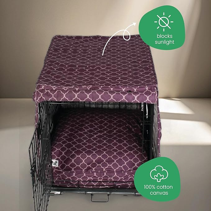 Molly Mutt Royals Dog Crate Cover, 100% Cotton Canvas Cover with 2 Roll-Up Panels, Ideal for Dog or Cat Crate, Durable, Washable, and Free of Harmful Chemicals, 36" x 24" x 27"