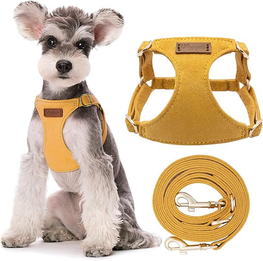 Puppytie No Pull Small Dog Harness with Multifunction Dog Leash,Lightweight Soft Adjustable No Choke Escape Proof Pet Harness Vest Pet Harness Vest,S,Yellow