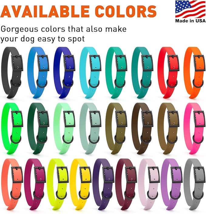 Dogline Biothane Coated Webbing Dog Collar with Black Metal Hardware: Durable Easy-Clean Everyday Collar for Dogs - Comfortable Adjustable Odor-Resistant Pet Collar, W5/8" x L12-15, Amethyst Purple