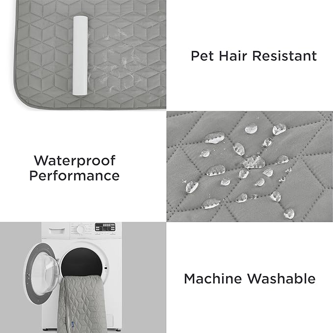 Bedsure 100% Waterproof Bed Cover for Dogs Washable - Non Slip Waterproof Dog Blanket for Bed, Lightweight Furniture Protector Durable for Pet Cat Puppy with Non-Slip Bottom, Grey, 68x82IN