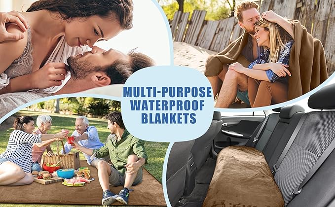 King Size Waterproof Blanket – Spill-Proof, Water-Resistant Flannel Blanket for Bed, Couch, Kids & Pets Protection, Reversible Cozy Design (Velvet Brown & Twilight Blue, 90x108)