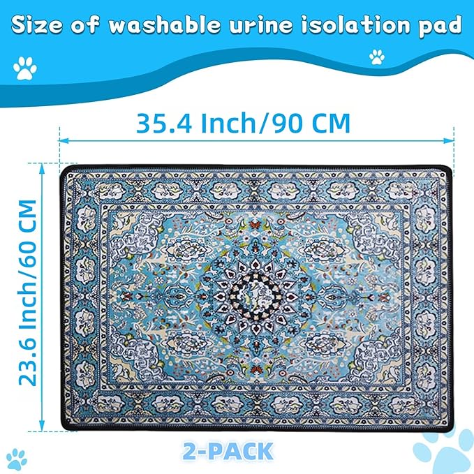 Washable Dog Pee Pads - 2 Pack. Reusable, Non-Slip. Pet Training Pad, Suitable for Puppy Playpens, Crates, Whelping Boxes, and Toilet Training（35.4"x23.6"）
