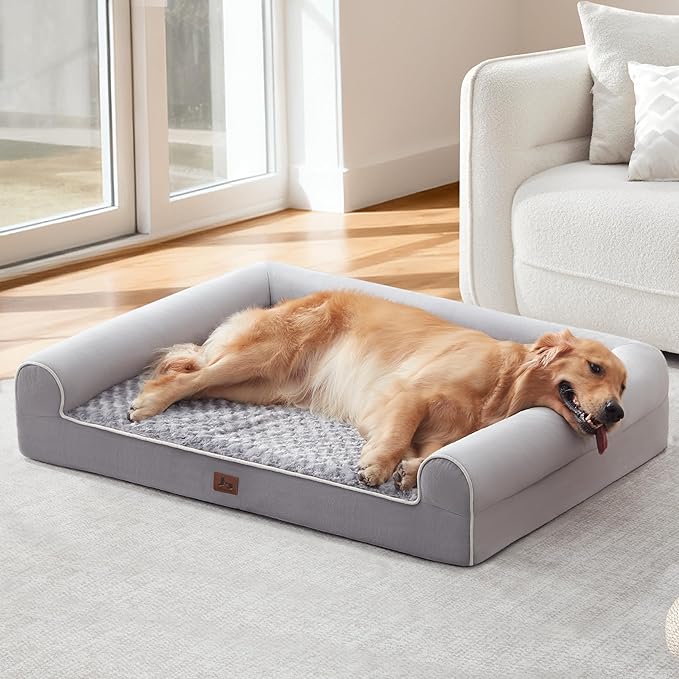 Large Dog Beds Large Sized Dogs, Orthopedic XXL XL Dog Bed for Medium Size Dogs, Big Waterproof Couch Sofa with Removable Washable Cover for Pet, Light Grey, 45"*35"*7"