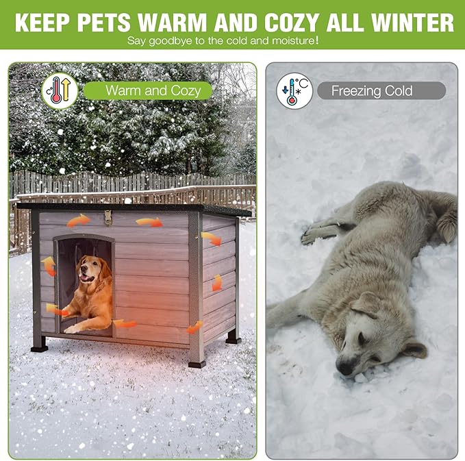 Large Heated Dog House Outdoor XL Insulated Dog House Weatherproof Dog Kennel (Outdoor Dog House (Standard Model), Large Insulated Dog House (AIR73))