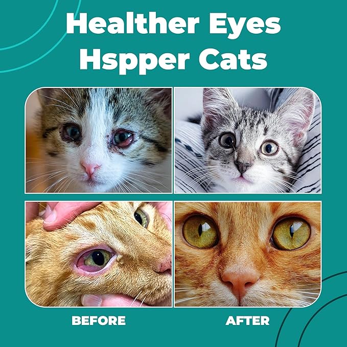 Cat Eye Infection & Vision Care Support | Cat Eye Conjunctivitis Support for Cats & Kittens | Soothes Red, Watery Eyes & Discharge | L-Lysine, Lactoferrin, Zinc, Lutein, Taurine | 2.03 fl.oz