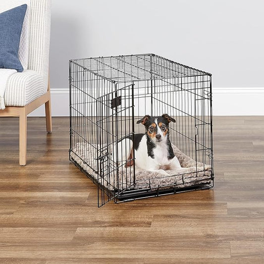 MidWest Homes for Pets 30-Inch iCrate Folding Dog Crate with Divider Panel, Leak-Proof Tray & Secure Latches – Metal Wire Kennel for Medium Breeds – Portable, Durable & Easy to Assemble