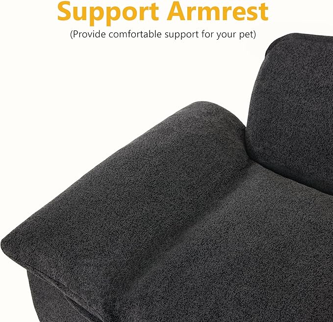 Lovupet Dog Couch for Large Breed, Fabric Dog Sofa Bed with Anti-Slip Bottom, PS215 (Black)