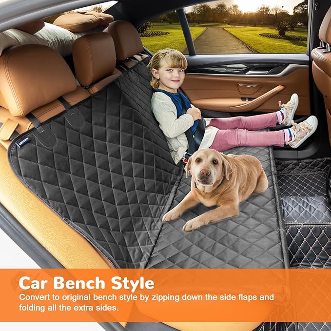 URPOWER Dog Car Seat Cover for Pets 100% Waterproof Hammock 600D Heavy Duty Scratch Proof Nonslip Durable Soft Back Seat Covers for Cars Trucks and SUVs