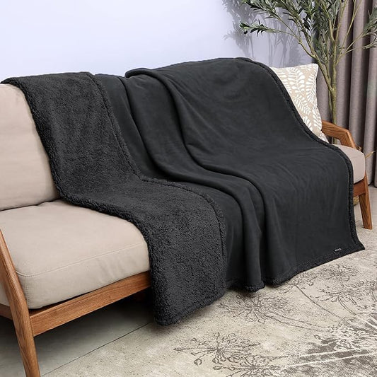 Catalonia Waterproof Bed Blanket, Washable Leakproof Bed Cover, Reversible Protector Blanket for Couch Sofa, Stain Proof Blanket Pad for Adults, 80X60 inches, Black