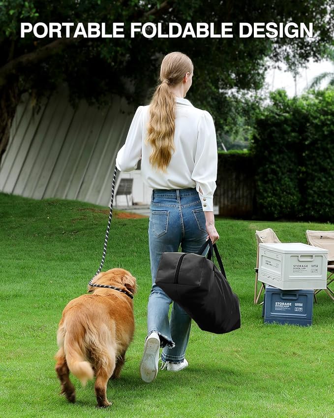 42 Inch Collapsible Travel Dog Crate for Medium Large Dogs, Portable Dog Crate 4-Door Foldable Soft Kennel with Durable Mesh Windows for Indoor & Outdoor Travel, with Storage Bag,Black