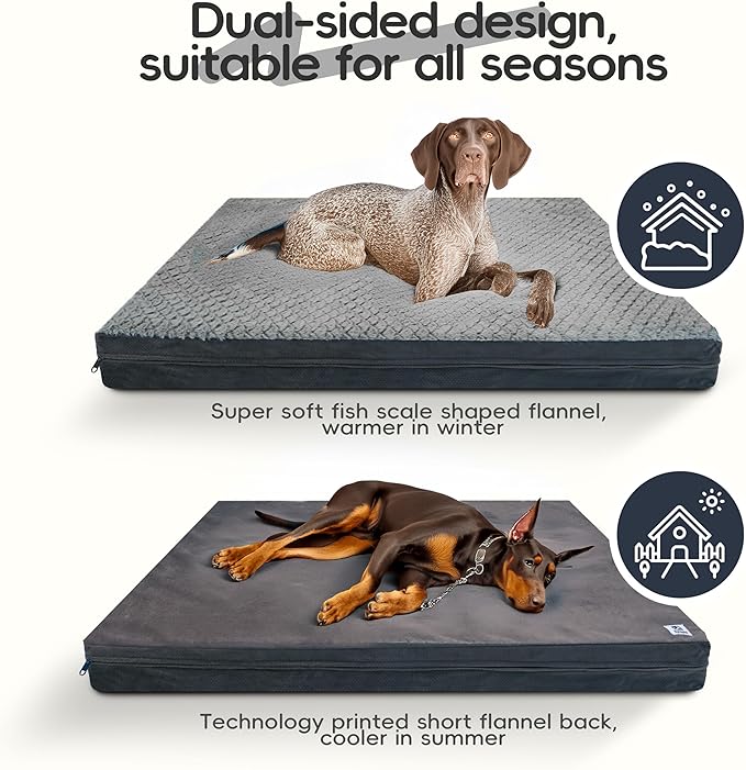 Sytopia Indestructible 44" Dog Bed for Large Dogs – Waterproof, Washable, Removable Cover, Thick Orthopedic Support, Durable Multi- Size Comfort Clearance Indoor Flat Dog Bed