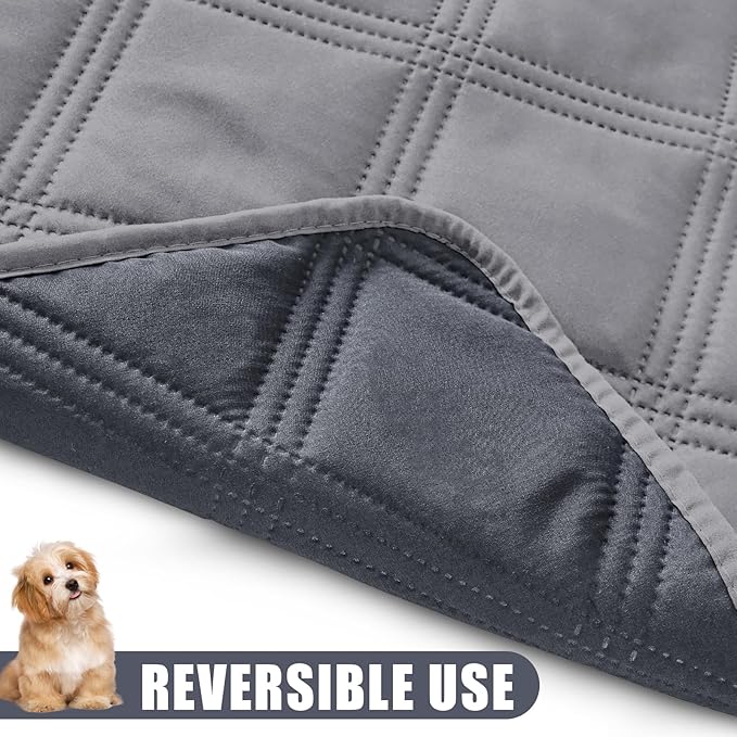 Smiry Waterproof Dog Bed Cover Blanket 30x70, Soft Reversible Pet Blanket, Washable Leakproof Cats Dogs Couch Cover for Sofa, Couch, Furniture, Lattice, Grey/Dark Grey