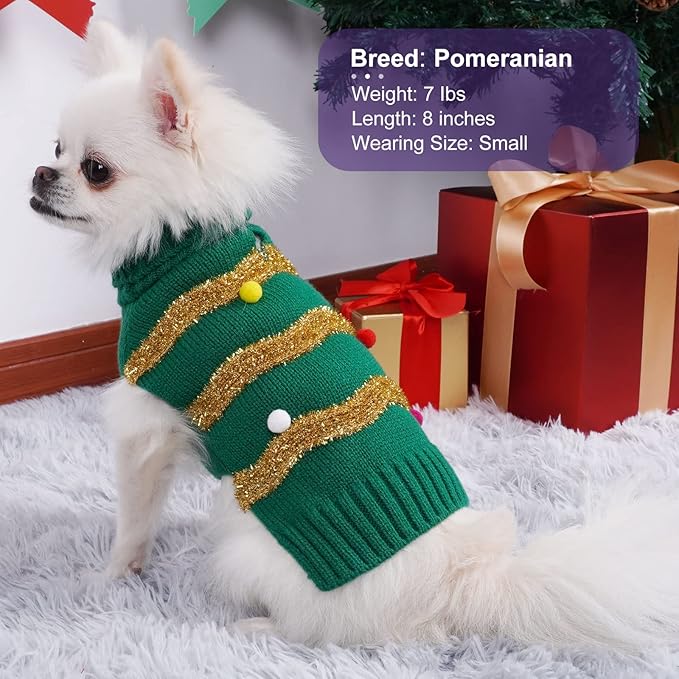 cyeollo Dog Christmas Sweater Warm Dog Sweaters for Large Dogs Turtleneck Xmas Dogs Clothes with Leash Hole Pet Holiday Outfit XXXL