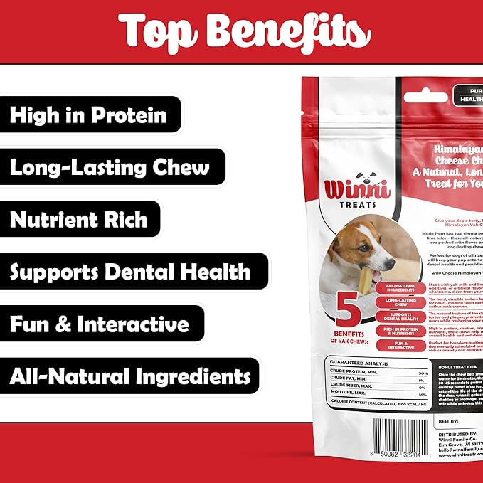 Yak Cheese for Dogs - Limited Ingredient Preservative Free Premium Dog Chews - Himalayan Yak Milk & Lime - Raw Limited Ingredient Treats for Pets - Long-Lasting Dog Chews
