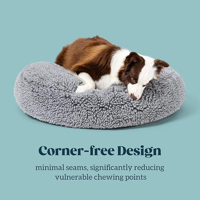 Stoutwool Indestructible Dog Bed - Round Chew Proof Dog Pad - Fluffy Pillow Bed for Aggressive Chewers - Durable - Washable - Ideal for Extra Large Breeds - 42", Charcoal