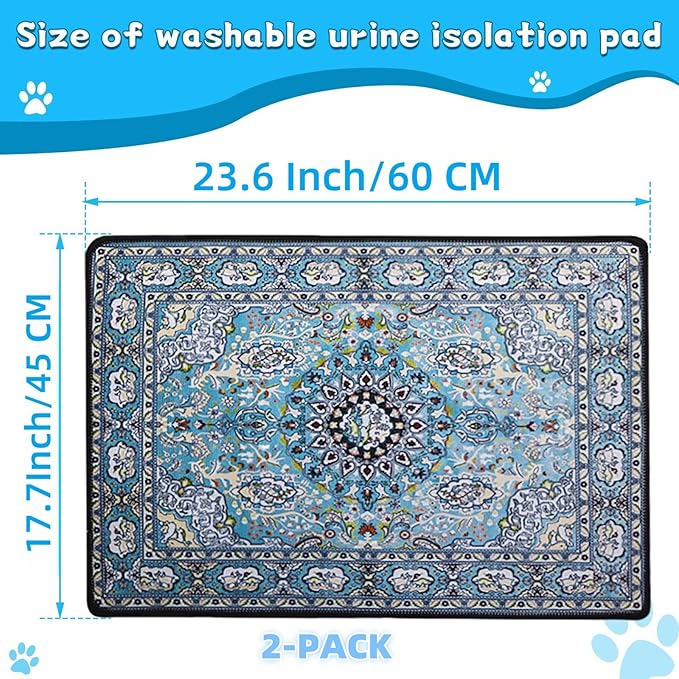 Washable Dog Pee Pads - 2 Pack. Reusable, Non-Slip. Pet Training Pad, Suitable for Puppy Playpens, Crates, Whelping Boxes, and Toilet Training（23.6"x17.7"）