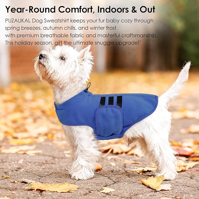 Dog Sweater,Adjustable Dog Sweaters for Small, Medium and Large Dogs Boys Girls, Dachshund Chihuahua Fleece Dogs Sweater(Blue,XS)
