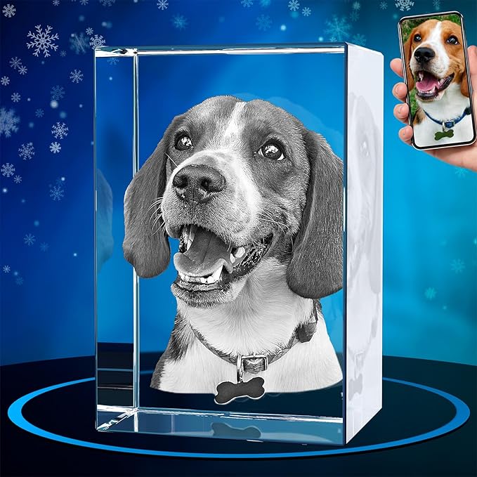 ArtPix 3D Crystal Photo, Christmas Personalized Gifts for Women, Wife, Her, Him, Men, Husband, Grandma, Great Xmas Customized Gift with Your Own Photo, Custom Glass 3D Laser Etched Picture Wedding