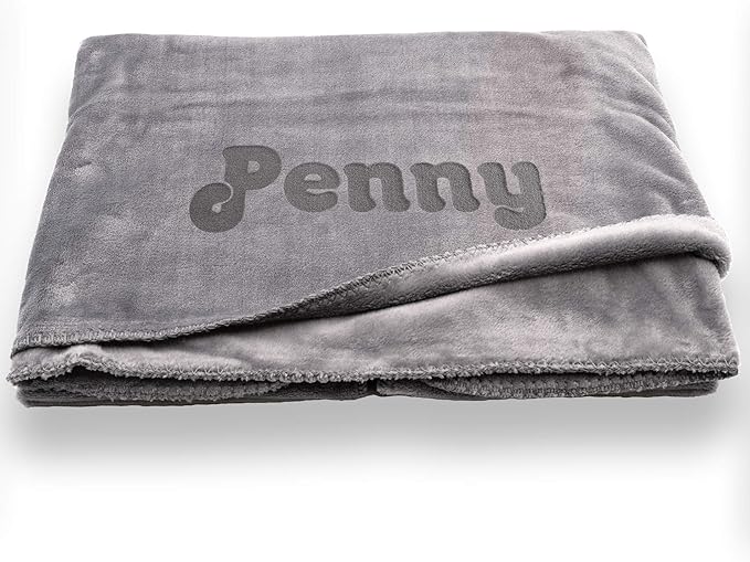 Custom Catch Personalized Dog Blanket - Gray or Beige - Extra Large