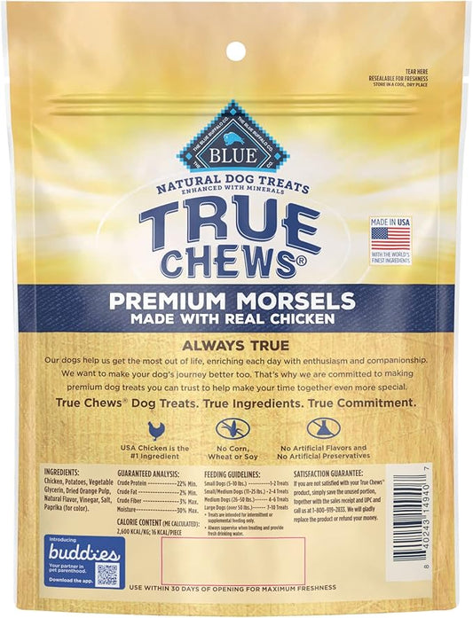 Blue Buffalo True Chews Premium Morsels Natural Dog Treats, Chicken 11 oz Bag