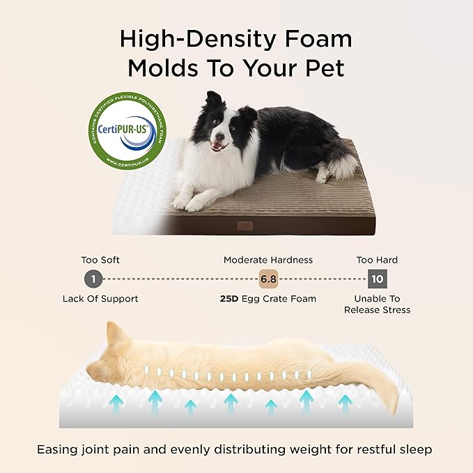 Bedsure XL Dog Bed for Crate - Large Orthopedic Pet Beds with Removable Machine Washable Cover, NOT Waterproof Egg Crate Foam Puppy Pad, Suitable for Pet Up to 80 lbs, 41"x27"