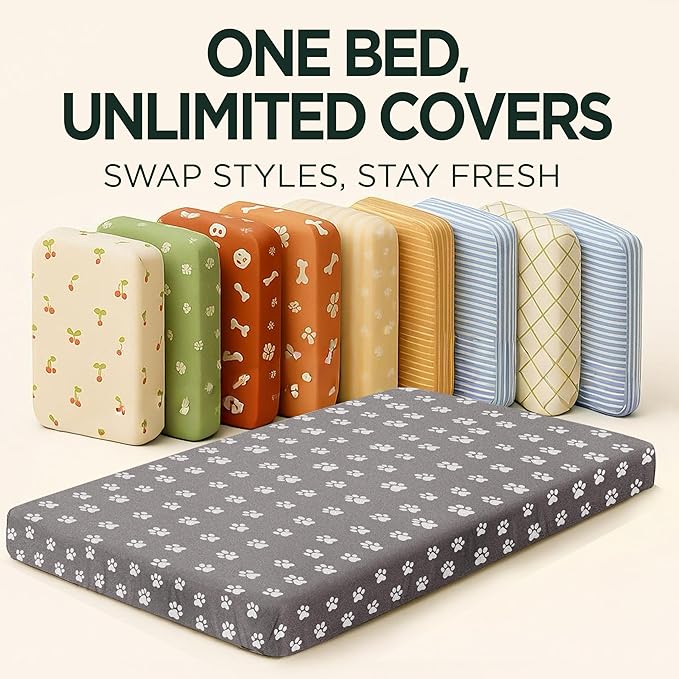 Human Dog Bed, 60x30 Inch, for Adults — Orthopedic Mattress, Protective Liner, 100% Cotton Fitted Sheet — Breathable, Hypoallergenic, Easy to Clean — Gray