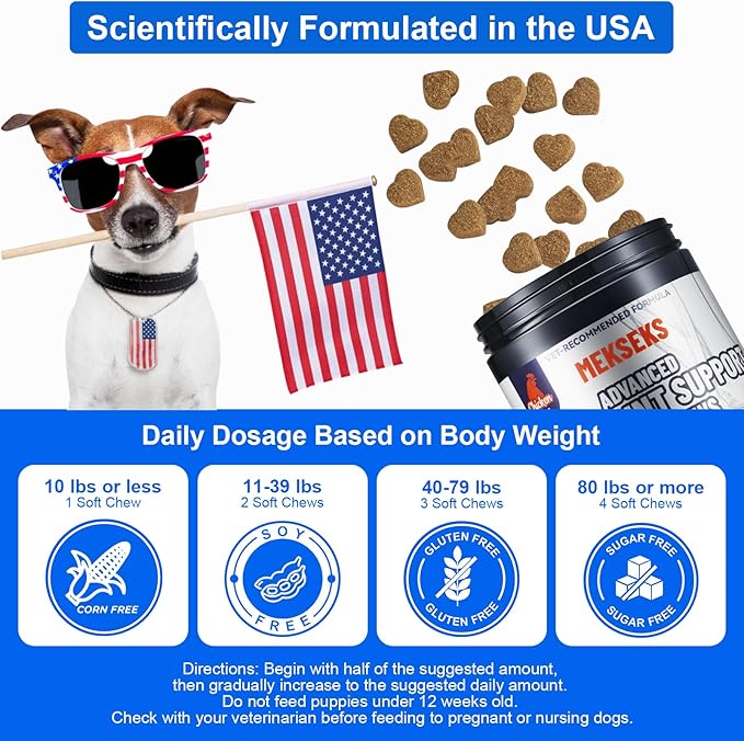 Advanced Dog Hip & Joint Supplement - 200 Soft Chews with Glucosamine for Dogs, Chondroitin, MSM, Turmeric & Green Lipped Mussel | Supports Mobility, Comfort & Cartilage Repair for Senior & All Breeds