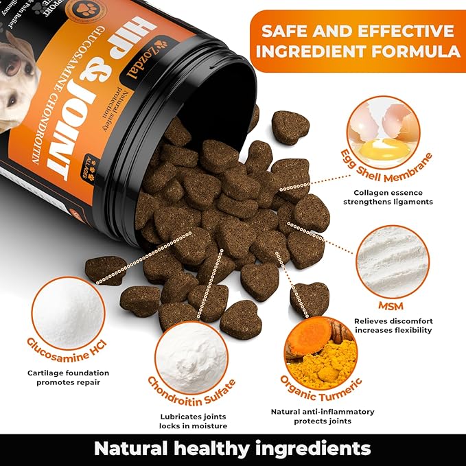 Joint Supplement for Dogs 180 Count, Glucosamine Chondroitin, Glucosamine for Dogs, Dog Hip and Joint Supplement with Chondroitin - MSM - Turmeric, Chicken Flavor, Pain Relief, Joint Health