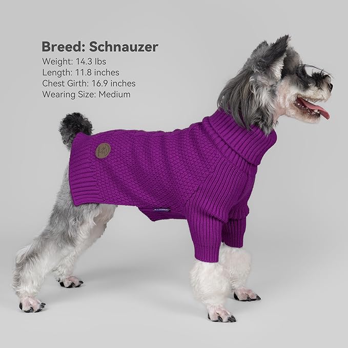 cyeollo 4XL Dog Sweater,Pullover Turtleneck for Large Dogs Classic Knitwear Fall Winter Cold Weather Dog Clothes for Giant Breed Warm Pet Apparel Large Big Dogs Sweaters Male, Purple XXXXL