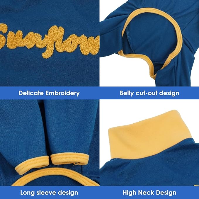 Cat Onesie to Prevent Hair Loss-Blue-2XL, Soft Pajamas for Long-Haired Cats Shedding Season,Outing Wear for Protecting The Skin,Keep Warm for Air-Conditioned Room Sleeping