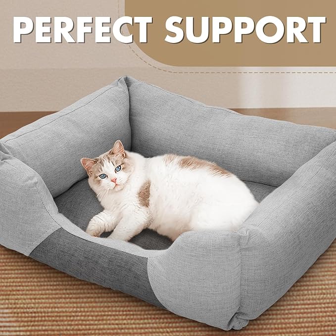 Athena Collection Small Dog Bed, 20 Inches Washable Dog Bed for Small Dogs Puppy Cats Pets, Cozy Soft Warming Fabric with Nonskid Bottom, Grey