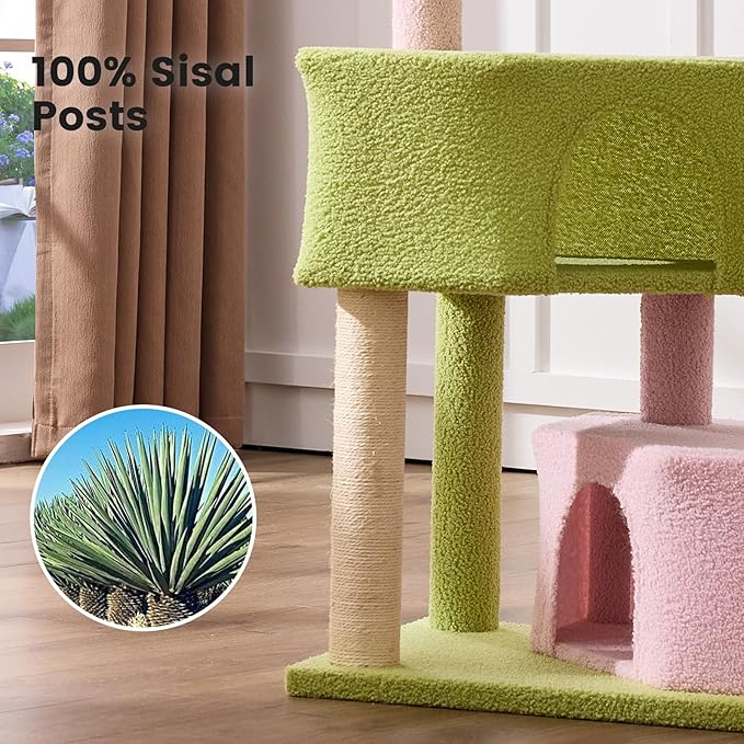 Gardner Pet 41" Tall Cat Tree for Medium-Large Cats, Heavy Duty Cat Tower with 2.8in Posts & Washable Top Perches, Space-Saving Cat Furniture for Apartments, Easy to Assembly