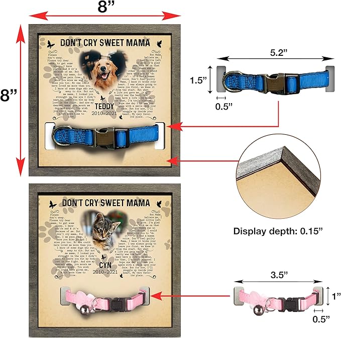 Personalized Dog Frame - Pet Loss Sign With Heartfelt Sentimental Quote for Someone Who Lost a Dog or Cat - Customized Memorial Keepsake Remembrance Home Decor for Birthday or Xmas