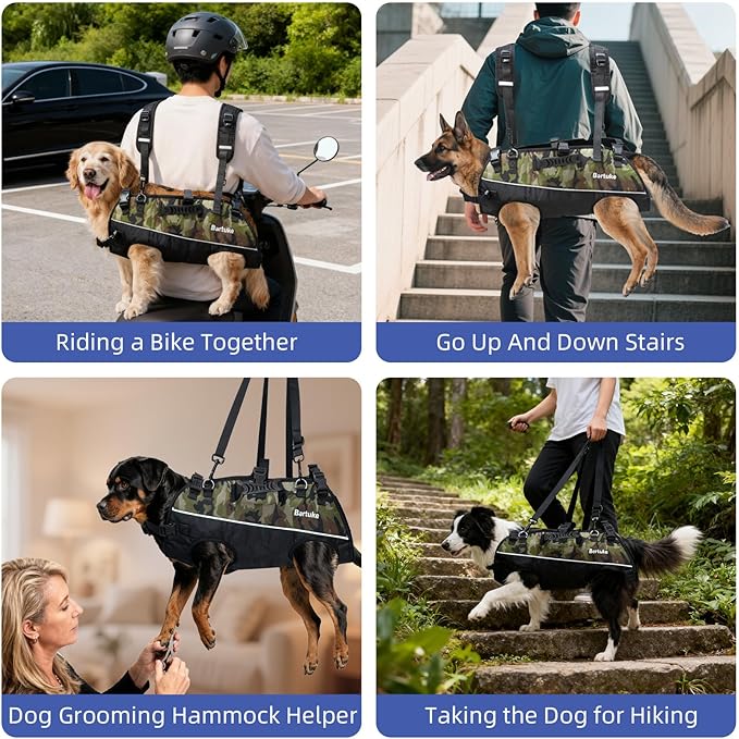 Dog Harness, Large No Pull Dog Vest Harnesses with Removable Shoulder Straps, Leash, Reflective, Working Training Easy Control Service Dog Harnesses for Large Dogs, Camo (L)