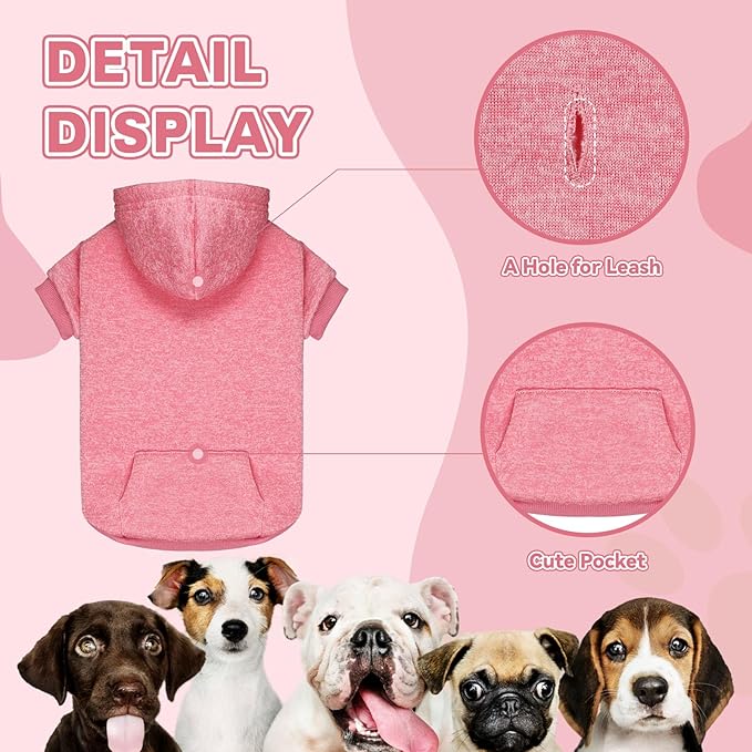 Fleece Dog Sweater & Hoodie - Soft Dog Clothes Sweatshirt with Pocket - Large Dogs (Pink)