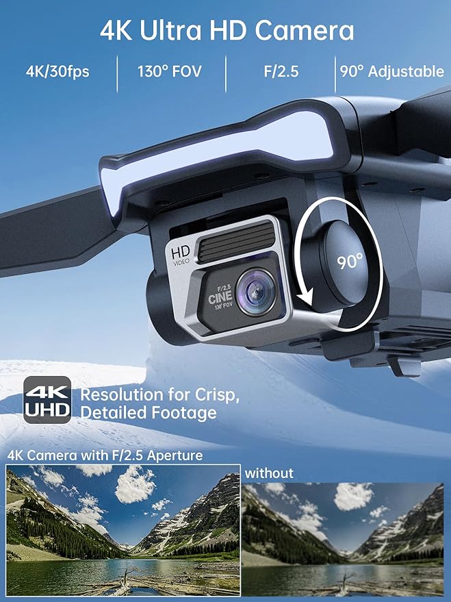 CHUBORY A77 Brushless Motor Drone with Camera for Adults 4K HD, 2650 FT Long-Distance Control, 84 Min Flight Duration, WiFi FPV Quadcopter, Auto Hover, Follow Me Function, 3 Batteries for Beginners