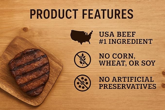 Top Chews Natural Dog Treats – Grillers Made with Real Steak – 32 Oz (907 g) – USA Beef #1 Ingredient, No Artificial Preservatives, No Corn, Wheat or Soy