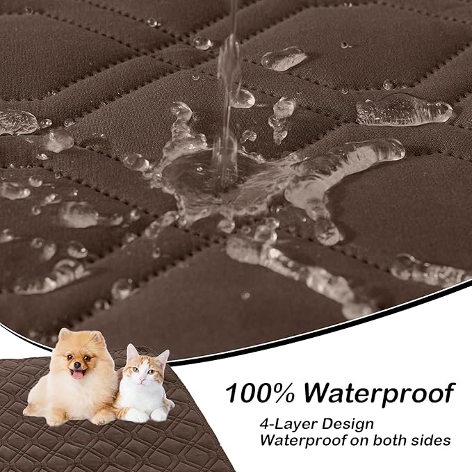 hyha Waterproof Dog Bed Blanket, Soft Pet Blankets, Waterproof Couch Cover for Dogs, Reversible Sofa Covers Washable for Furniture (68x82 Inch, Chocolate/Dark Grey)