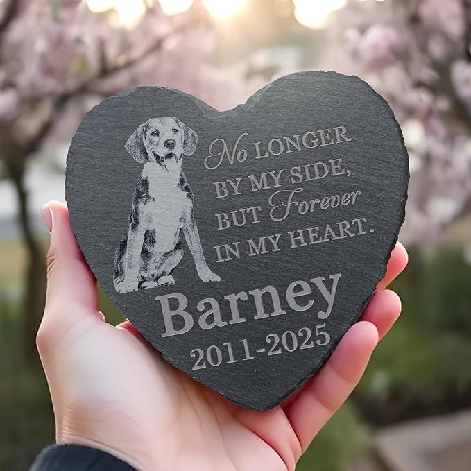 Pet Memorial Stone, Dog Memorial Stone, Dog Memorial Gifts for Loss of Dog, Pet Memorial Gifts, Loss of Pet Sympathy Gift, in Loving Memory Pet - No Longer by My Side - Heart Shaped