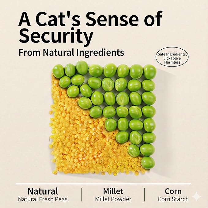 Natural Plant-Based Cat Litter - Low Dust Clumping Formula, Multi-Cat Odor Control, Flushable & Eco-Friendly