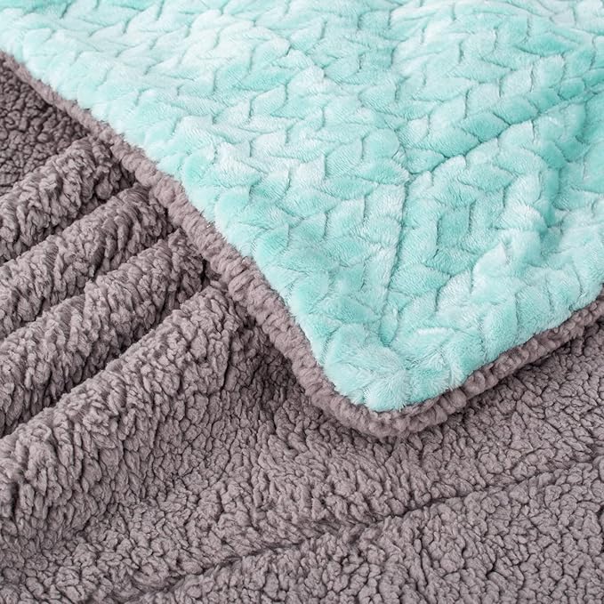 Fuzzy Blanket or Fluffy Blanket for Baby Girl or boy, Soft Warm Cozy Coral Fleece Toddler, Infant or Newborn Receiving Blanket for Crib, Stroller, Travel, Outdoor (32" x 40", MD-Aqua Green)