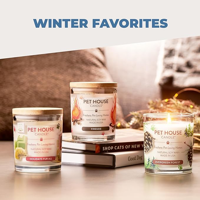One Fur All Pet House Christmas Candles, Long Lasting, Clean Burning, Soy Wax Scented Pet Odor Candles, Hot Cocoa and Sugar Cookie, 2 Pack