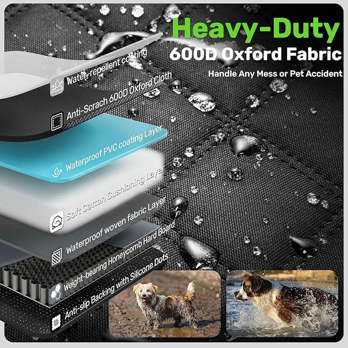 Zanch Heavy-Duty Dog Truck Seat Cover, Flat Solid Back Seat Extender for Multi Large Dogs, Hard-Base Supports 450 lb, Waterproof Hammock Protector, XL for Full-Size Crew Cab Trucks & SUVs, Green