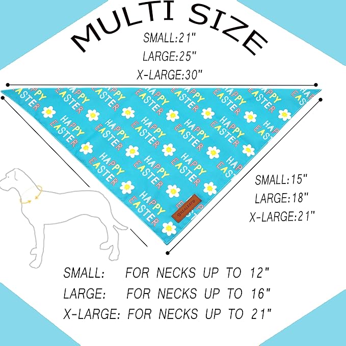 Realeaf Happy Easter Dog Bandanas 2 Pack, Reversible Pet Scarf for Boy and Girl, Premium Durable Fabric, Holiday Bandana for Small Medium Large and Extra Large Dogs (Small)