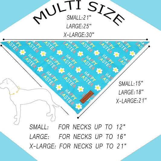 Realeaf Happy Easter Dog Bandanas 2 Pack, Reversible Pet Scarf for Boy and Girl, Premium Durable Fabric, Holiday Bandana for Small Medium Large and Extra Large Dogs (Small)